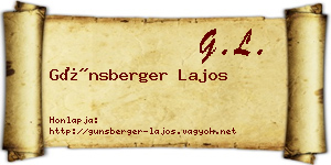 Günsberger Lajos névjegykártya