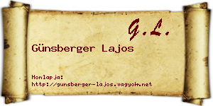 Günsberger Lajos névjegykártya